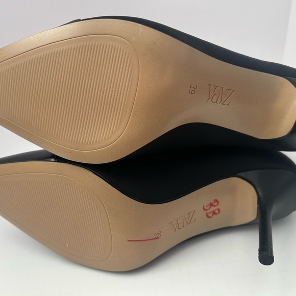 Zara Black Edwardian-Style Lace Up Pointed Heels Boots Size 39 - Picture 7 of 10